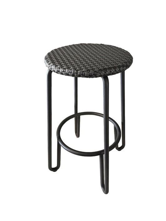 HUGGY STOOL ALU & WICKER CHARCOAL