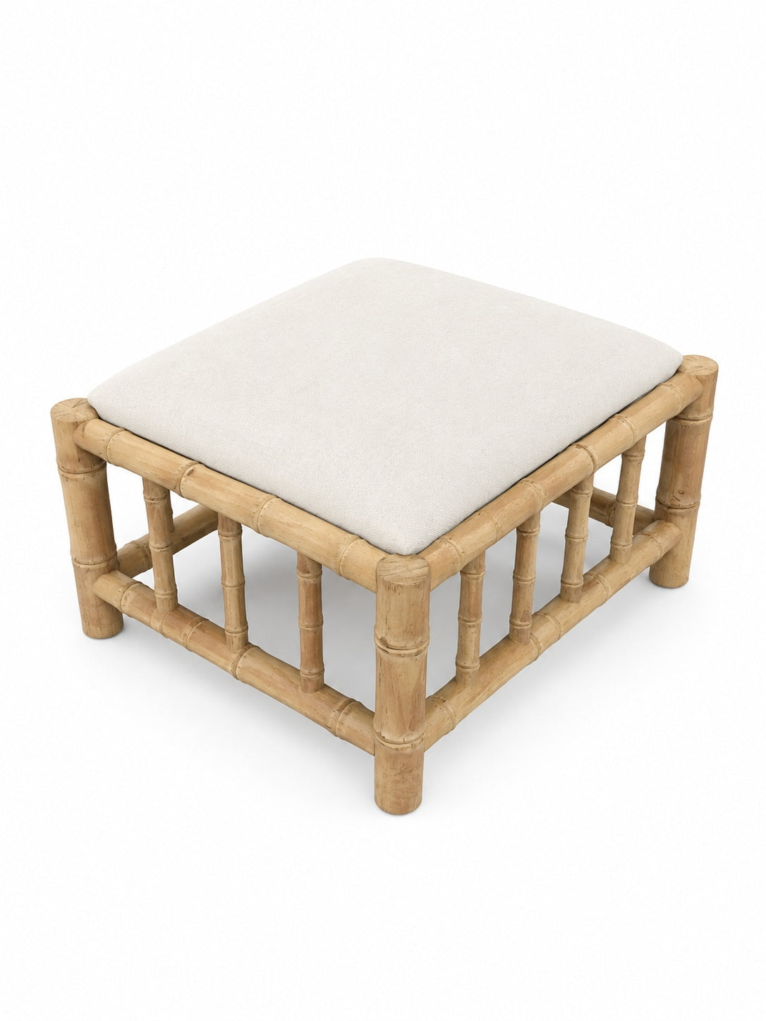 FOOTSTOOL IN TEAK WITH BAMBOO EFFECT