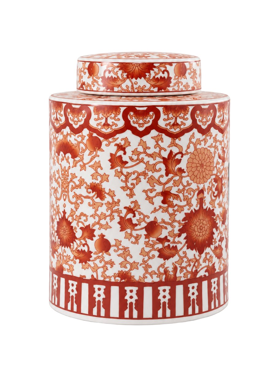 POT CERAMIQUE FLOWERS EN BLANC ET CORAIL
