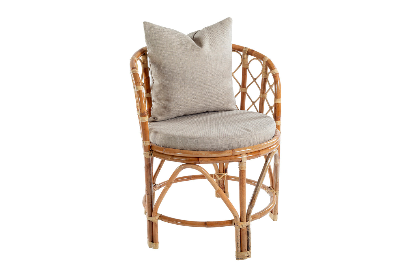 ROMA A/CHAIR IN NATURAL RATTAN SEAT & BACK DECO CUSHION