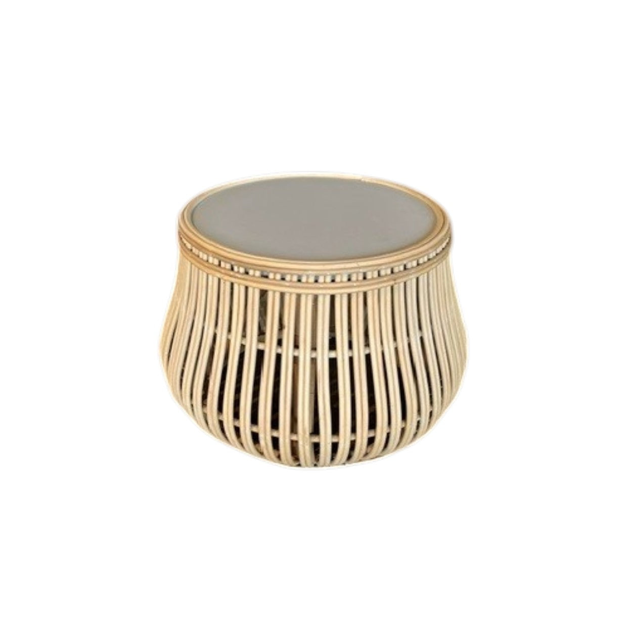RUFFLE COFFEE TABLE IN NATURAL RATTAN & QUARTZ TOP