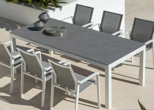 JUMA TABLE ALU WHITE WITH CERAMIC TOP