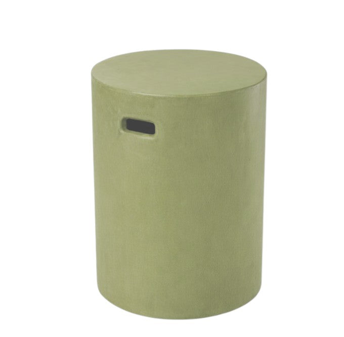 DAKOTA ROUND STOOL w HANDLE IN OLIVE GREEN