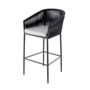 FORTUNA BARSTOOL ALU CHARCOAL,BLACK ROPE, EXCL CUSHION