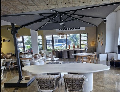 ALU UMBRELLA LED WITH STEEL BASE & GRANITE SLABS