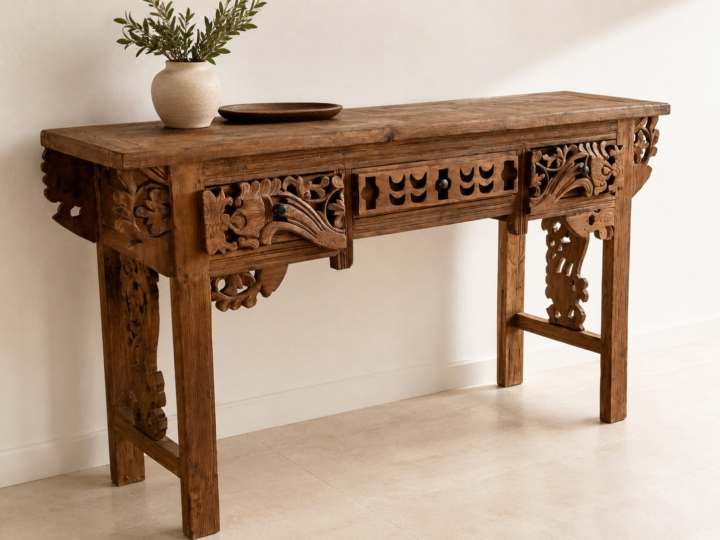 RUSTIC CONSOLE IN TEAK