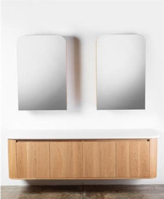 CORALIE BATHROOM CABINET WITH 2MIRRORS FIXED TO WALL OAK & OAK VENEER