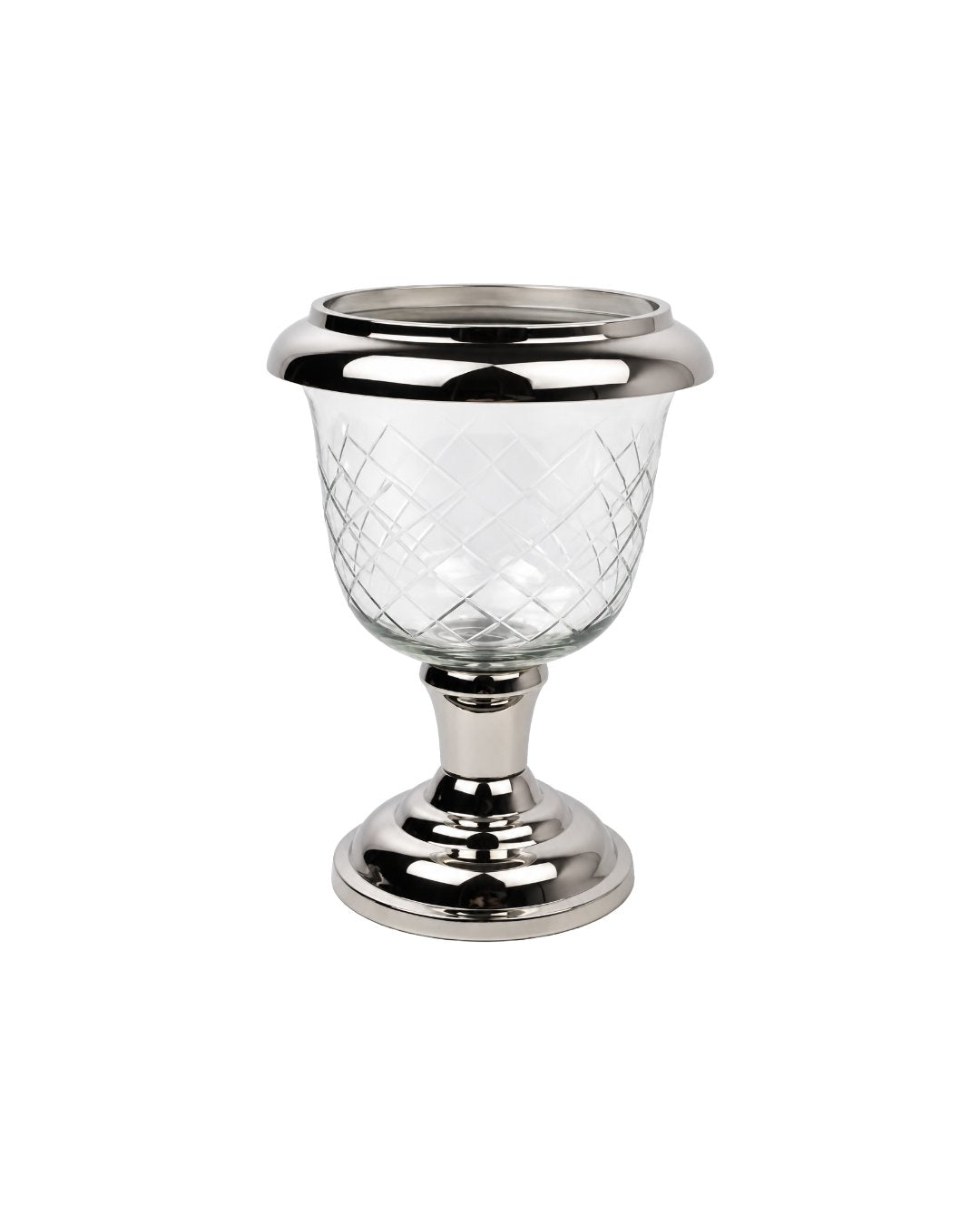 VASE EN VERRE SUR PIED NICKEL