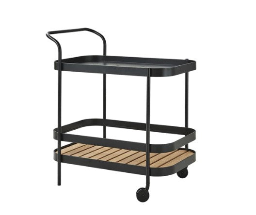 ROLL BAR TROLLEY w TEAK TABLE TOP