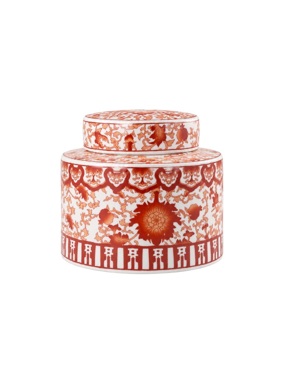 POT CERAMIQUE FLOWER EN BLANC ET CORAIL