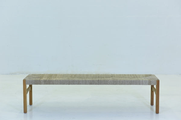 TYLER BENCH IN TEAK WOOD WITH TOP WEAVING IN NATURAL RATTAN
