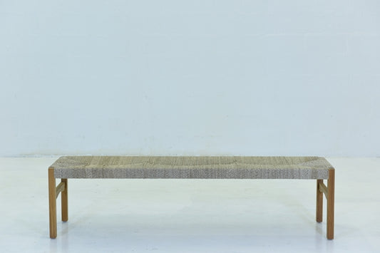 TYLER BENCH IN TEAK WOOD WITH TOP WEAVING IN NATURAL RATTAN