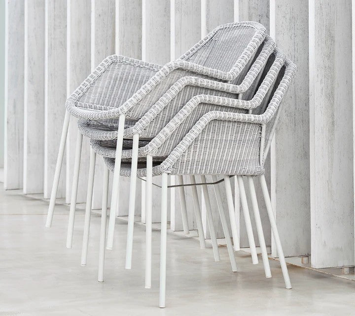 BREEZE ARMCHAIR STACKABLE WHITE GREY INCLUDE CUSHION