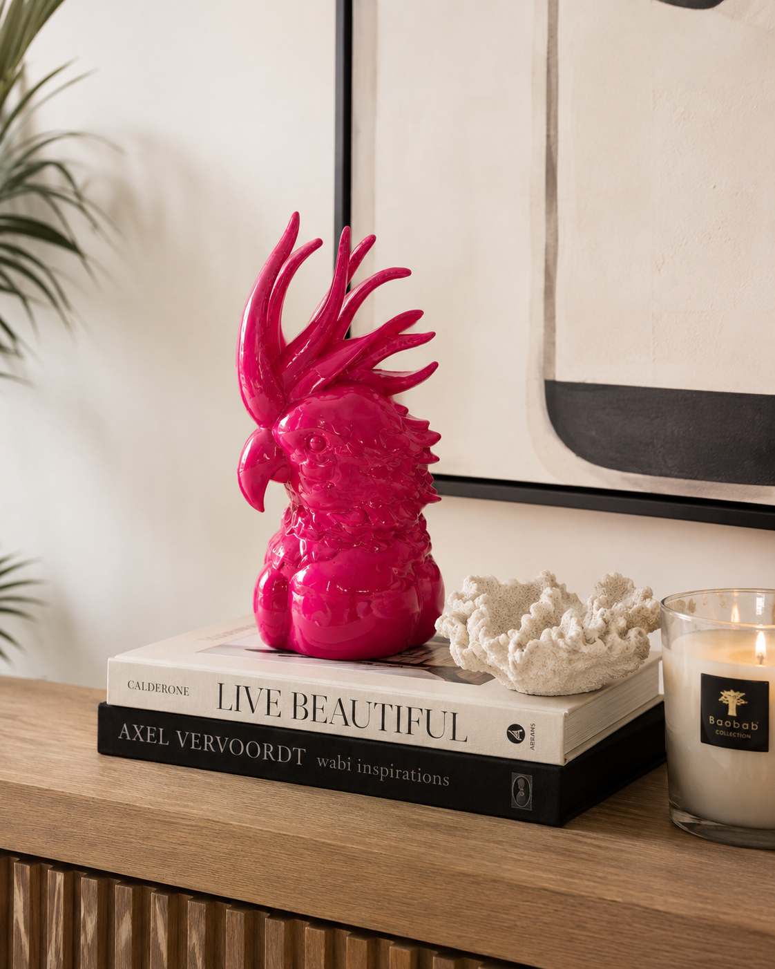 PINK POLYRESIN COCKATOO ORNAMENT