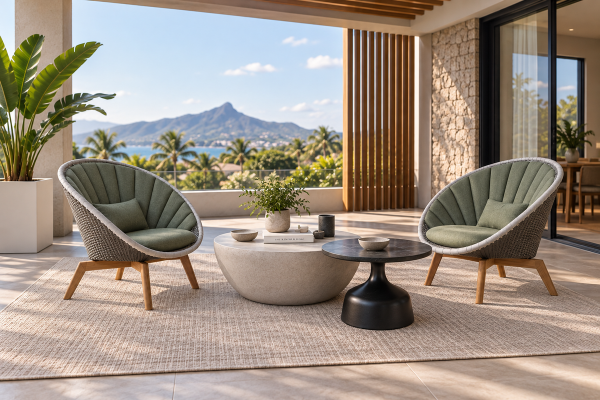 PEACOCK LOUNGE CHAIR INCLUDE CUSHION SETS NATTE DARK GREEN