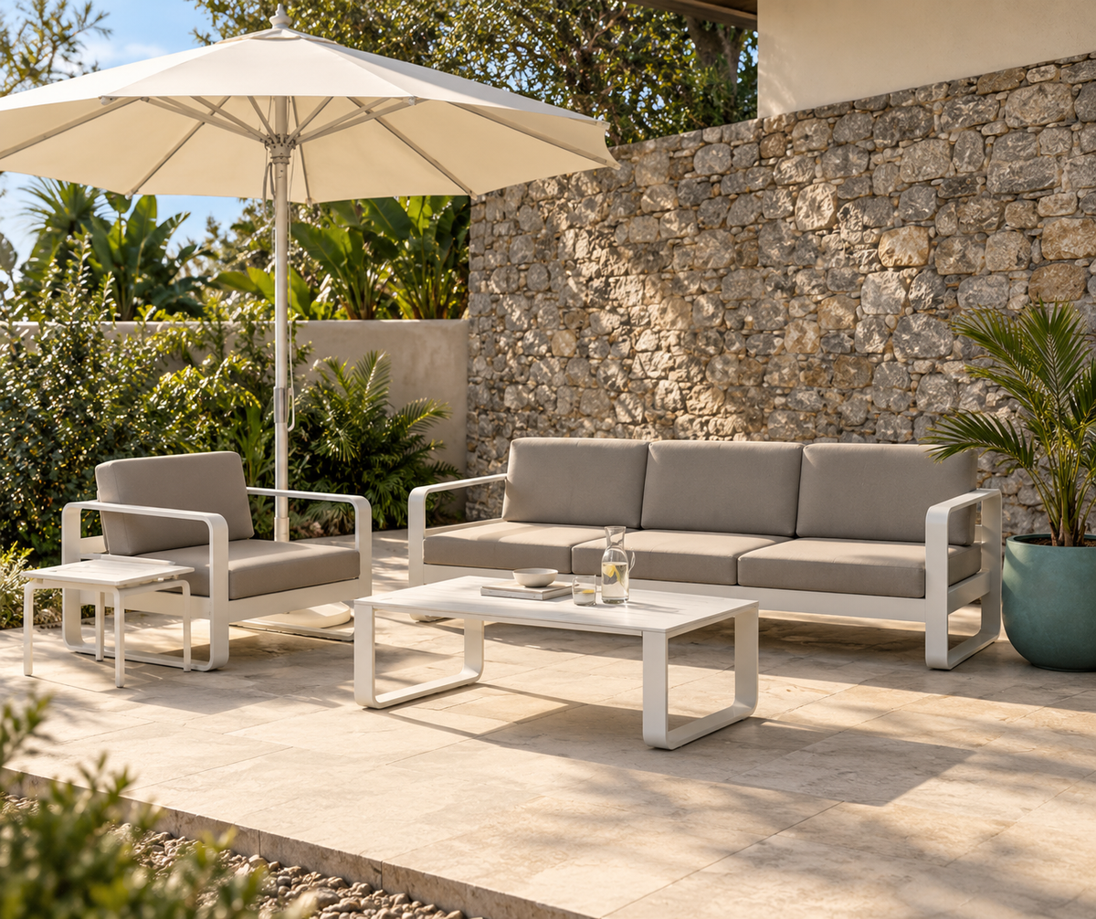 RENO SOFA 3 SEATER IN ALUMINIUM