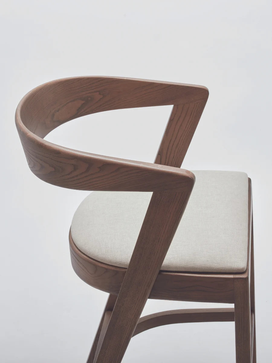 KARIBA BAR STOOL IN DARK BROWN ASH WOOD WITH UPHOLSTERED SEAT