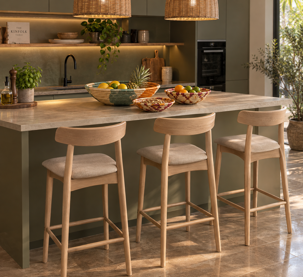 ABBEY BAR STOOL IN TAUPE ASH WOOD
