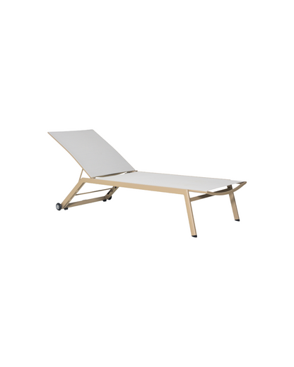 HYDRA CHAMPAGNE ALUMINIUM SUNBED WITH BATYLINE LIGHT GREY