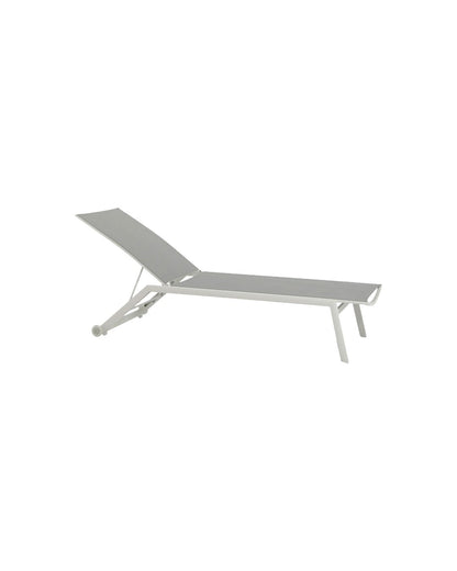 HYDRA WHITE ALUMINIUM SUNBED WITH WHITE FRAME & LIGHT GREY TEXTILENE
