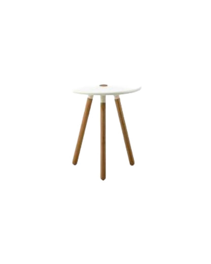 AREA TABLE/STOOL TEAK WITH WHITE ALUMINIUM