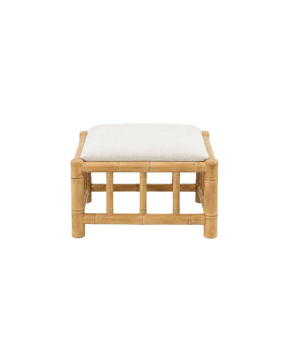 TEAK BAMBOO-EFFECT FOOTSTOOL WITH CUSHION