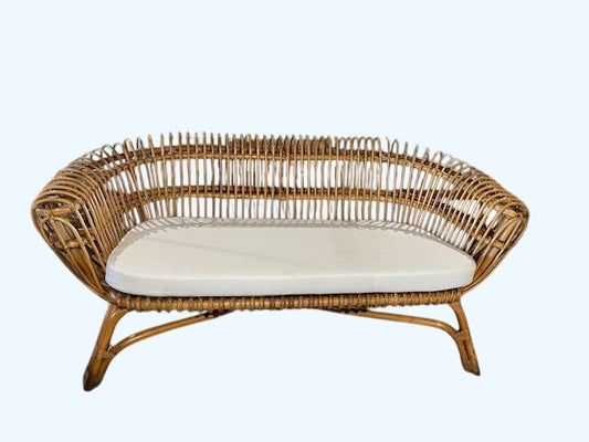 SOFA IN NATURAL RATTAN INCL SEAT CUSHION