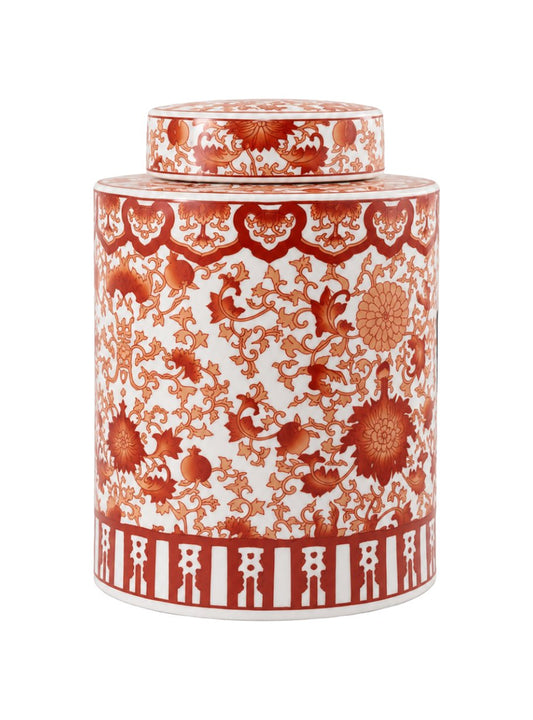 POT CERAMIQUE FLOWERS EN BLANC ET CORAIL