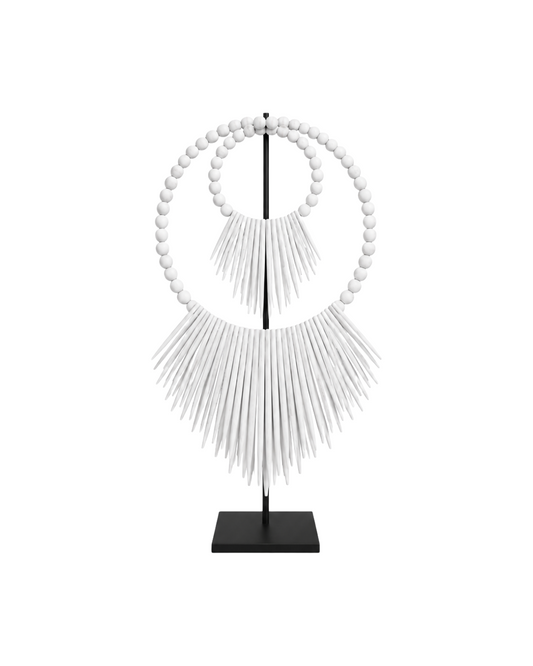 DOUBLE CUTTLE IN WHITE WOOD DECOR STAND