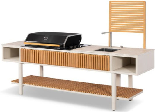 VENEZIA ALUMINIUM AND TEAK WALL OUTDOOR KITCHEN