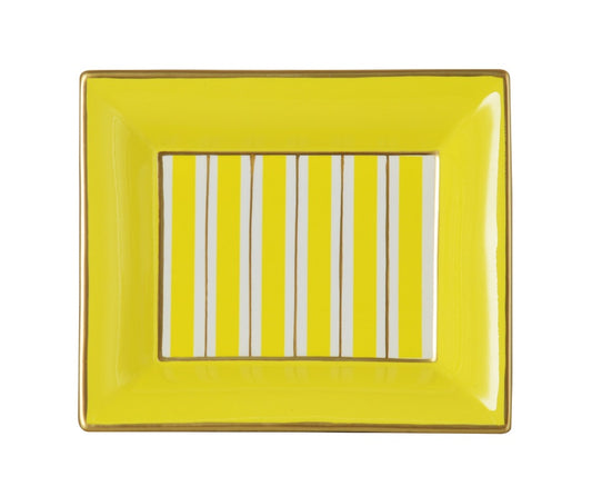 CENDRIERS CERAMIQUE EN BLANC, JAUNE ET OR 'STRIPE'