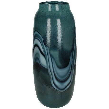 VASE BLUE GLASS 15 X 15 X 34 CM