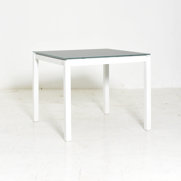 JUMA TABLE ALU WHITE /GREY TOP GLASS