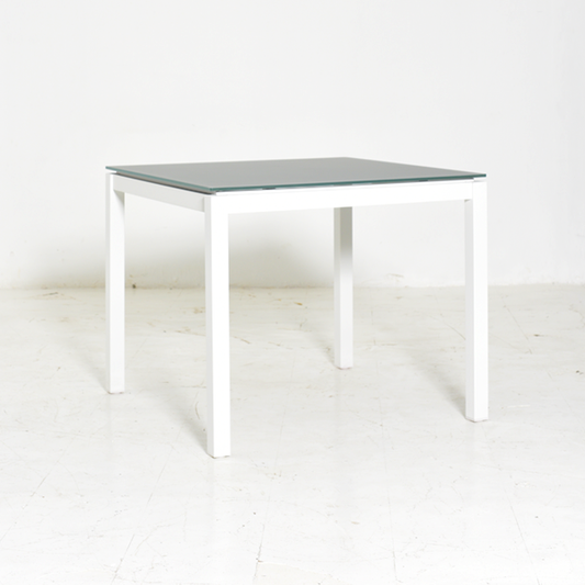 JUMA TABLE ALU WHITE /GREY TOP GLASS