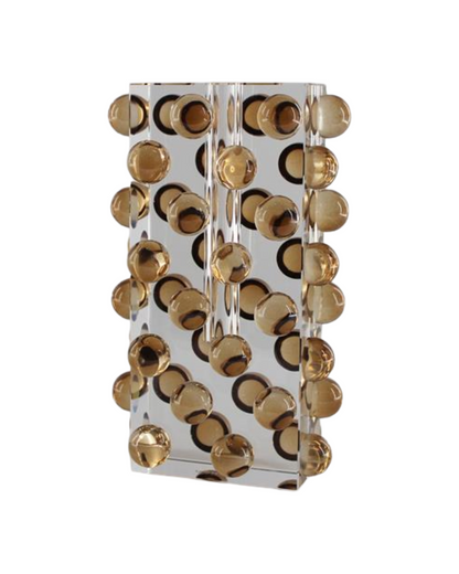 VASE EN CRISTAL+BOULES COULEUR AMBRE