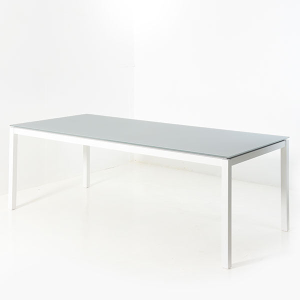 JUMA TABLE ALU WHITE  WITH GLASS