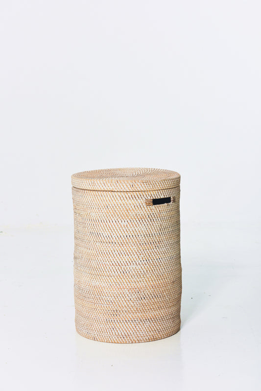 JULIA BASKET  LID  L NATURAL RATTAN