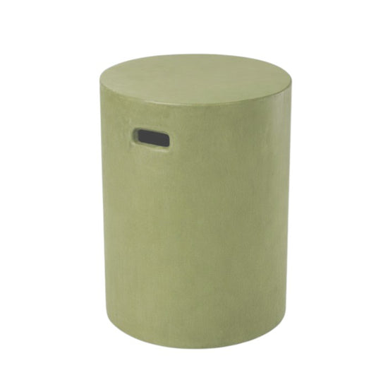 DAKOTA ROUND STOOL w HANDLE IN OLIVE GREEN