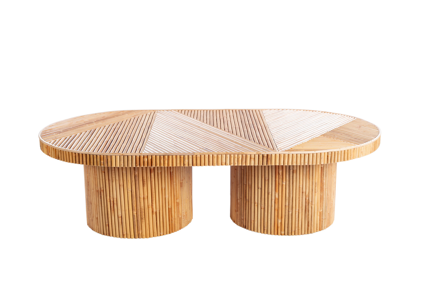 TRAVINA OVAL COFFEE TABLE WITH NATURAL RATTAN