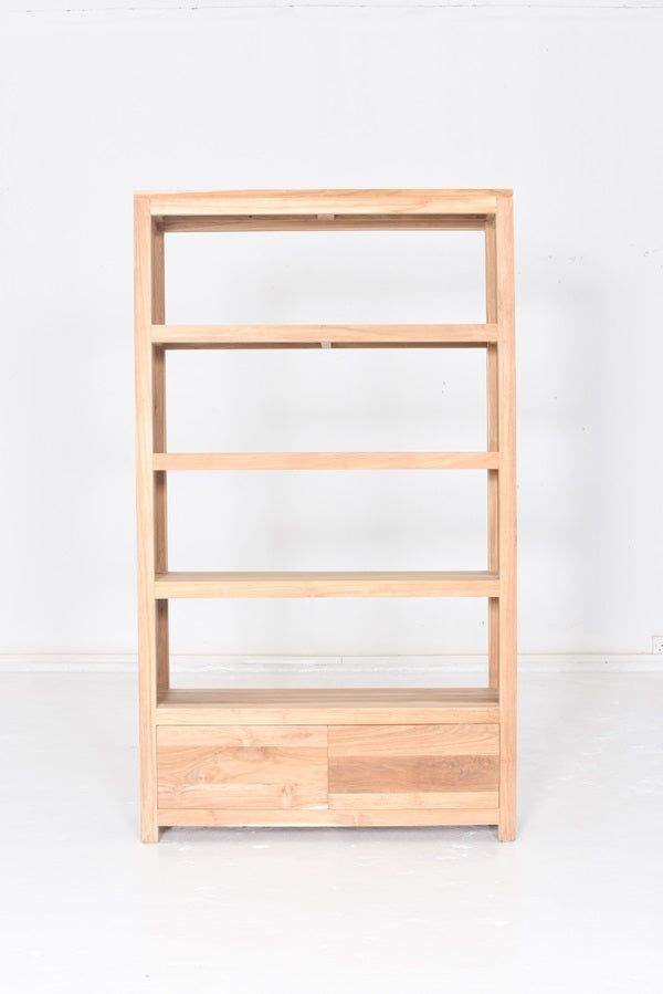 NIVY - BOOKCASE WITH 4 SHELVES AND 2 DRAWERS IN TEAK