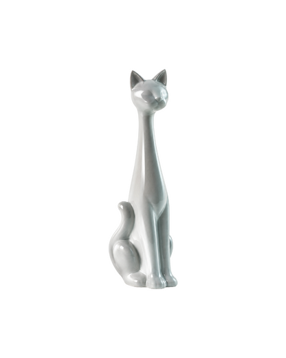 WHITE CAT SCULPTURE - MEDIUM