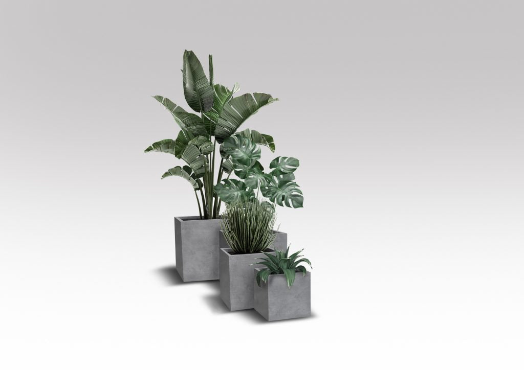 SQUARE POT PLAIN XL - WEATHERED CEMENT