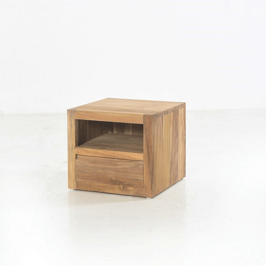 MINI TEAK BEDSIDE WITH 1 DRAWER