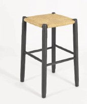 STIPA BAR STOOL H75 CHARCOAL FRAME W NATURAL WICKER