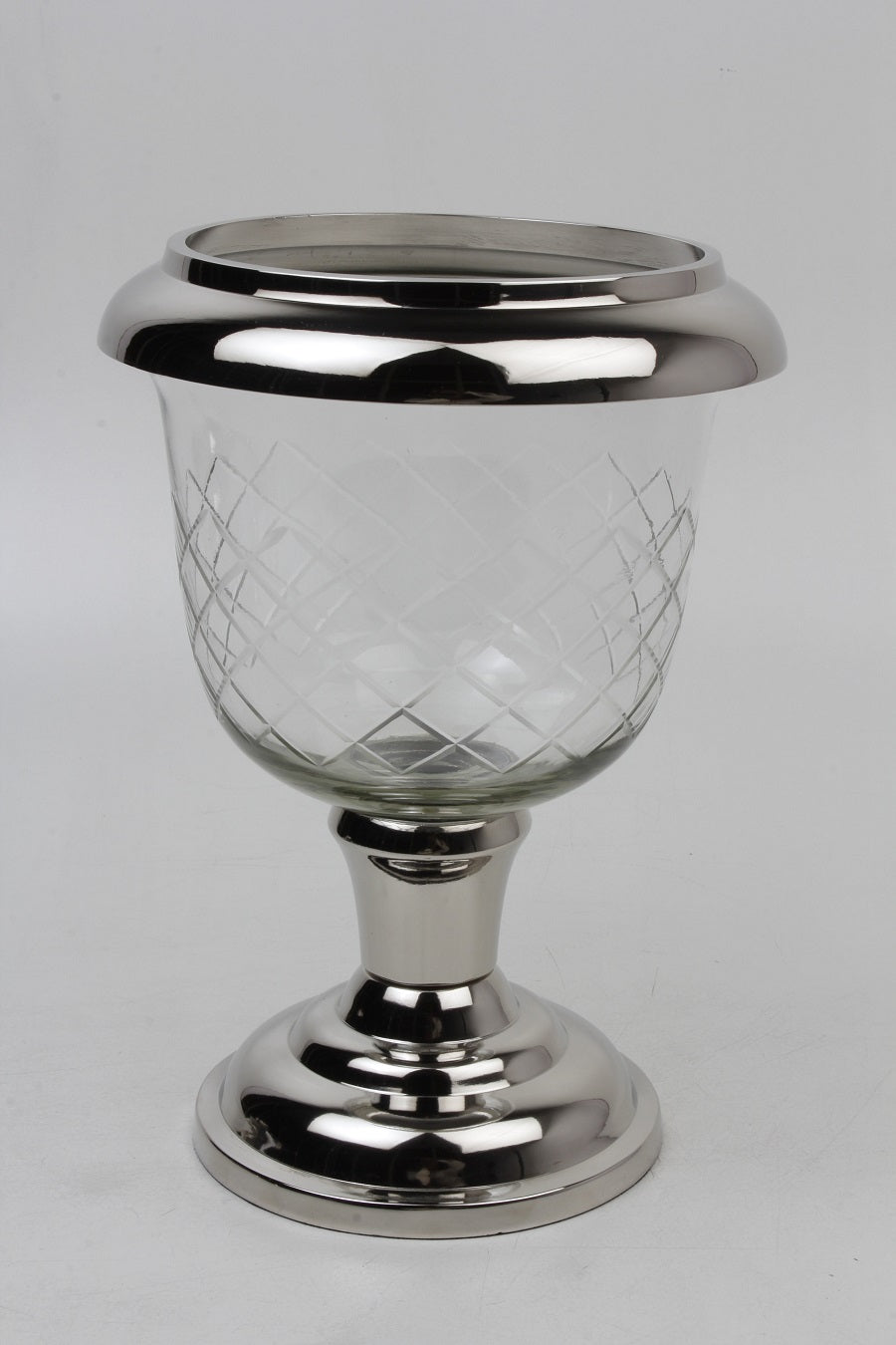 VASE EN VERRE SUR PIED NICKEL