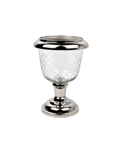 VASE EN VERRE SUR PIED NICKEL