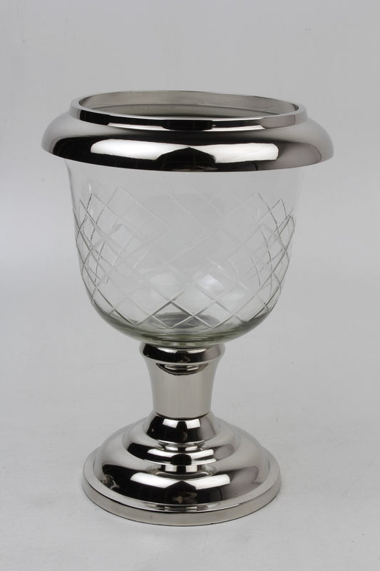 VASE EN VERRE SUR PIED NICKEL