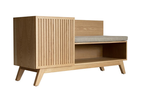 GIULIA SHOE CABINET IN OAK&OAK VENEER WITH SEAT CUSHION