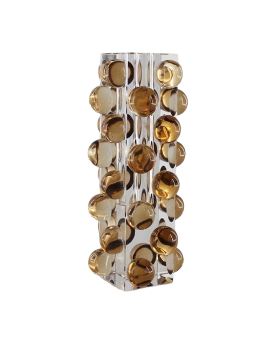 VASE EN CRISTAL+BOULES COULEUR AMBRE