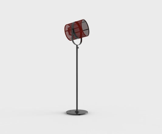 LA LAMPE PARIS ALU CHARC FIRE RED SHADE